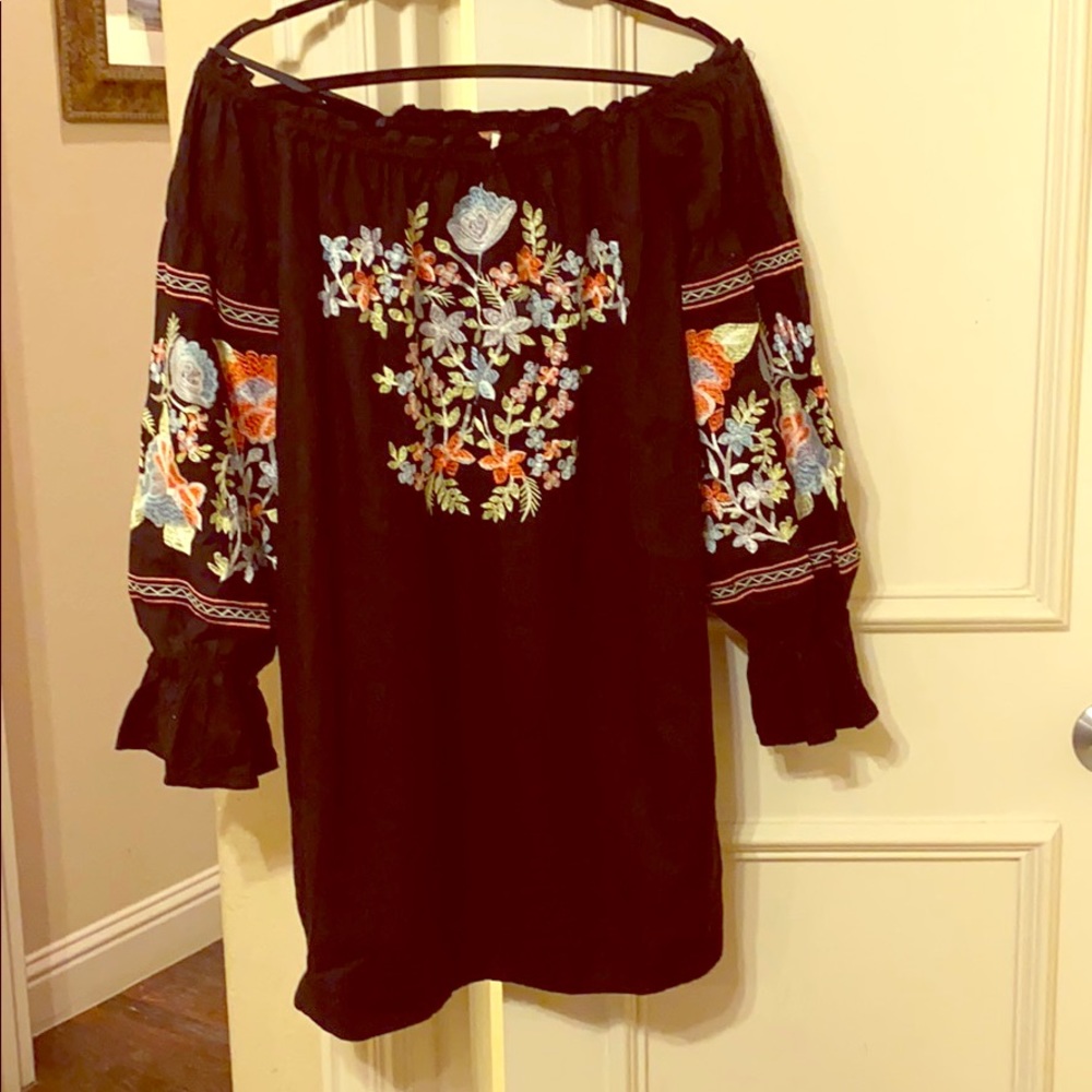 Free people black embroidered dress